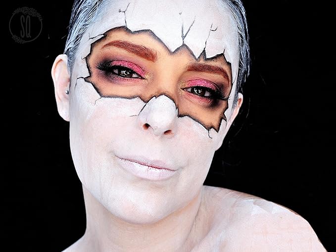 CCbeauty Clown White Liquid Makeup Foundation, White Face Painting Kit, Flawless & Full Coverage Demi Matte Finish, Professional Body Paint For Halloween Party, Skeleton, Joker, Mime, Goth Makeup
