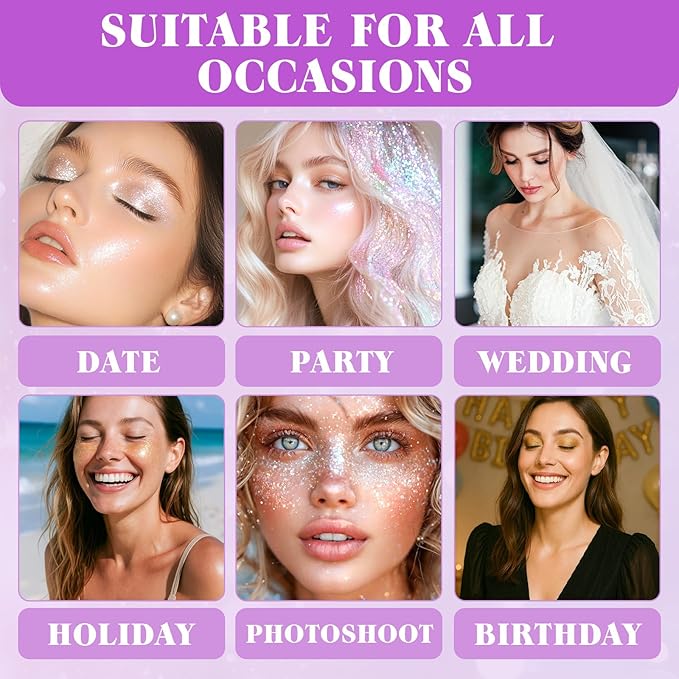 Body Glitter Gel, Sequins Shimmer Liquid Eyeshadow, Mermaid Sequins Liquid Holographic Glitter, Roll-on Holographic Body Glitter Gel for Body, Face, Hair and Lip(1# Sparkling Pink)