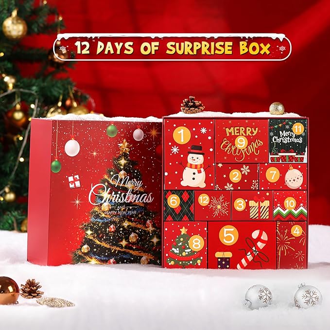 Advent Calendar 2025 Women-12 Days of Christmas Advent Calendars for Adult Women and Teen Girls, Luxury Spa Self Care Christmas Gifts Basket Countdown Calendar for Mom Wife Girlfriend Red
