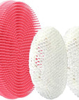 INNERNEED Food-Grade Soft Silicone Body Scrubber Shower Brush Handheld Cleansing Skin Brush, with Exfoliating Net Sponge Case (Pink Brush)