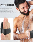 2 Pack Silicone Body Scrubber, Exfoliating Body Scrubber for Sensitive Skin, Silicone Loofah with Anti-Slippery Handle, Stays Clean Easily, Travel-Friendly for Men & Women (Black + Pink)