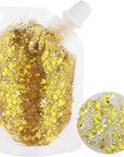 MEICOLY Gold Body Glitter,Yellow Face Glitter,Music Festival Accessories Outfits for Women,Hair Glitter for Kids,Sparkle Gold Chunky Body Glitter for Country Concert,Mardi Gras Accessories