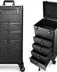 Nail Salon Cart with 4 Drawers,Rolling Makeup Train Case for Beauty,Cosmetology Case on Wheels,Trolley Cart,Lockable Organizer Travel Case for Manicure/Face Painting/Hairstylist/Tattoo Artist