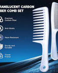 SALONSILK Combs for Women and Men, 4PCS Translucent Professional Comb Set, Wide Tooth Rat Tail Fine Tooth Set for All Hair Types