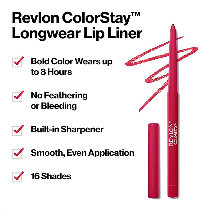 Revlon ColorStay Lipliner with Sharpener, Reds 100, 0.01 Lipline 28 g