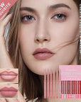 12 Colors Lip Liner Combo, Matte Lipstick Lip Liner Set, long-lasting Lip Pencil Waterproof & Non-Stick Cup, Smooth Texture High Pigmented Natural Lip Pen Makeup Gift