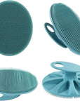 Soft Silicone Body Cleansing Brush Shower Scrubber, Gentle Exfoliating and Massage for All Kinds of Skin (Pink+Dark Green)