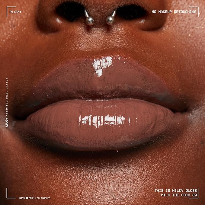 NYX PROFESSIONAL MAKEUP This Is Milky Gloss, Lip Gloss with 12 Hour Hydration, Vegan - Milk The Coco (Dark Chocolate)