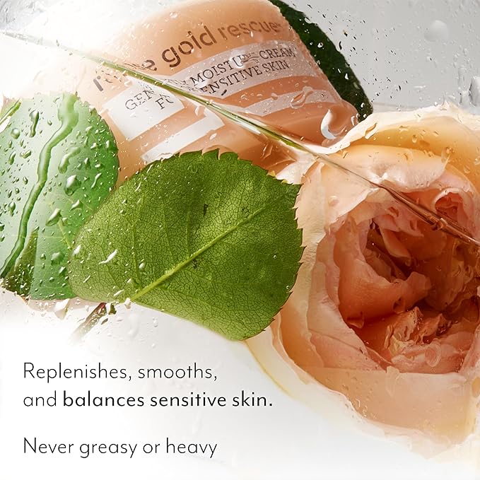 Bliss Rose Gold Rescue Gentle Moisturizer for Sensitive Skin | Fragrance-Free, Calming Daily Hydration with Rose Water & Colloidal Gold| 1.7 oz