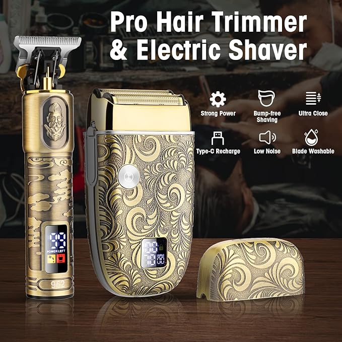 Suttik Foil Shavers for Men Electric Razor, Clippers and Trimmer for Men with LED Display, Waterproof