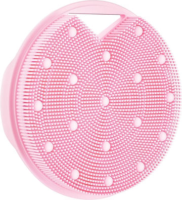 Lymphatic Drainage Silicone Body Scrubber for Shower - Exfoliating Silicone Loofah with Zinc Infused and Stiff Massage Nodes，for Improving Skin Health and Reduces Acne -Pink