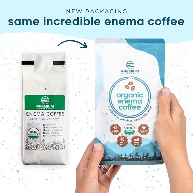 PE Premium Enema Organic Coffee for Enemas (1LB) Light Roast, Medium Ground. Ideal for Liver Cleansing, Colon Cleansing, Gerson Coffee Enemas (5 Pack)