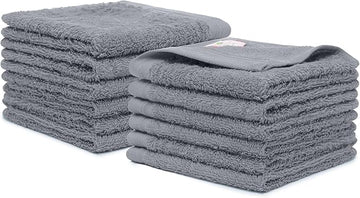 100% Cotton Washcloths Set 13” x 13” | Dark Grey Towels | Set of 24 Ultra Soft and Highly Absorbent Washcloths Sets for Bathroom, Gym, Spa | Machine Washable Face Towel