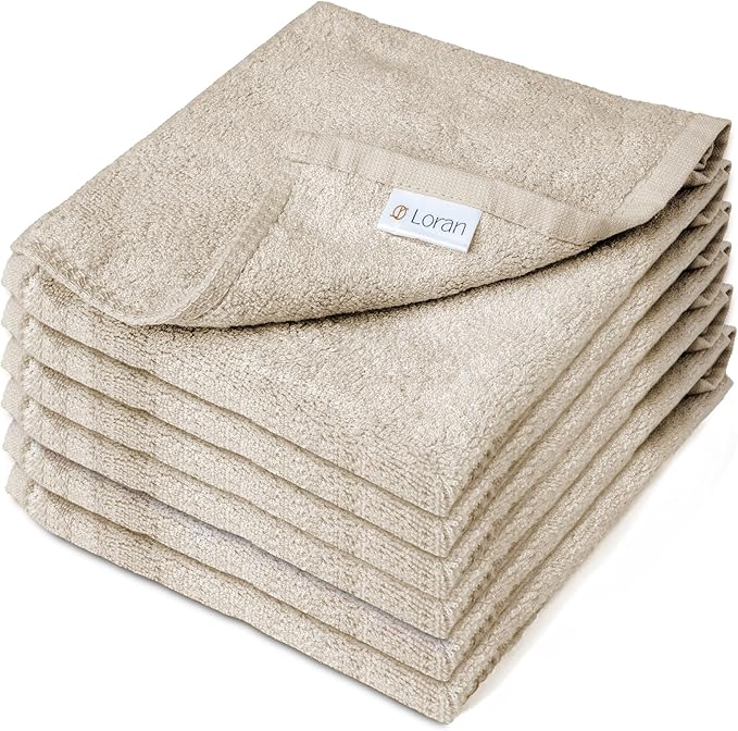 Vanilla Extra Large Washcloths Set of 6 Soft Body Cloths 13” x 13” 70% Viscose Derived from Bamboo, 30% Cotton Spa-Like Feel Silky for Skin Cleansing