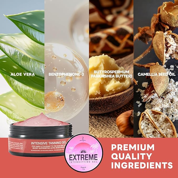 Shine Brown Tanning Gel Tan Accelerator Gel Intensive Tanning Oil for Outdoor Sun & Tanning Beds (Peach)