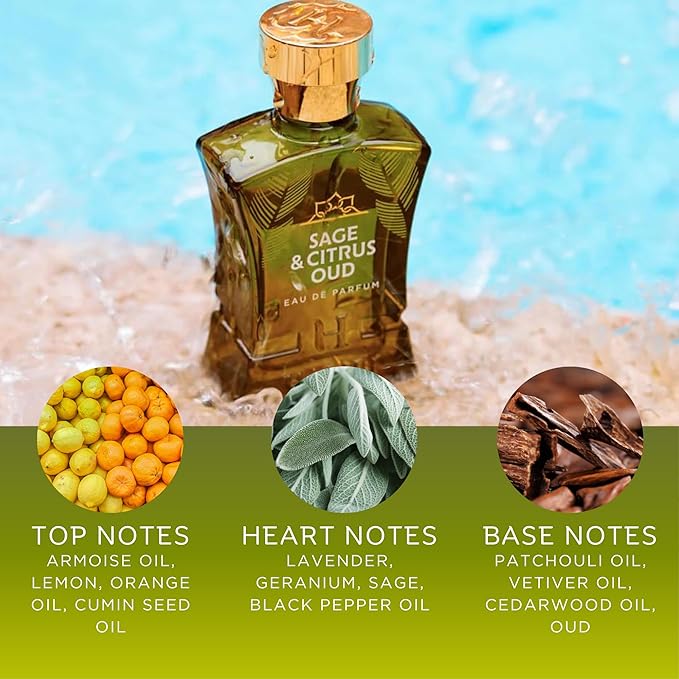 H HABIBI Sage & Citrus Perfume for Men – 2.5 oz (75ML) Long Lasting Arabian Cologne, Fresh Citrus Woody Men Perfume, Luxury Fragrance Gift for Special Occasions