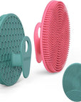 INNERNEED Food Grade Silicone Body Scrubber Gentle Exfoliating Brush for Women Men Deep Clean for All Skin Types, More Hygienic and Well Lather (Dark Green+Pink)