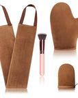 4 Pcs Self Tanner Mitt Applicator Kit - Self Tanning Mitt Glove,Self Tanner Back Applicator,Mini Face Tanner Mitt,Face Tanner Brush Soft Streak-Free Reusable & Washable for Women Girl Men (Brown)