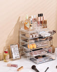 Sorbus Acrylic Makeup Organizer Set, 6-Drawer Vanity & Countertop Cosmetic Storage with Small & Wide Compartments, Clear Makeup Storage for Brushes, Jewelry – Holiday Gift for Women & Teens