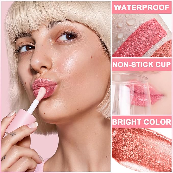 6 PCS Hydrating Lip Oil, Big Brush Head Lip Glaze Shiny Transparent Lip Glow Oil, Nourishing & Non-sticky Long Lasting Fresh Clear Smooth Lip Care Plumping Lip Oil (SET A)