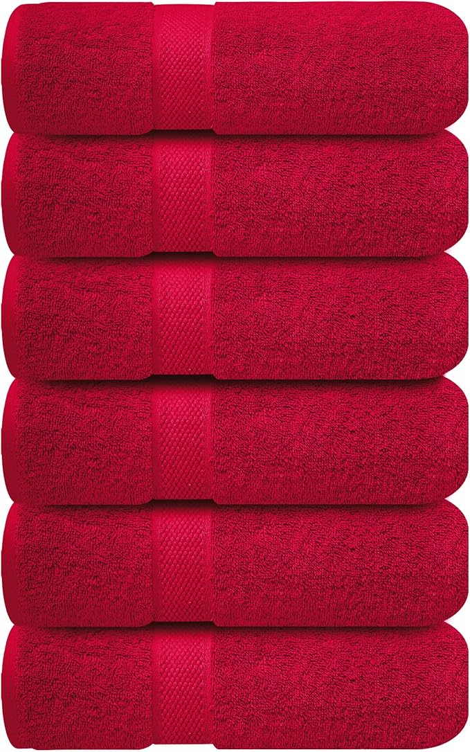 Infinitee Xclusives Burgundy Hand Towels for Bathroom - Set of 6 (16x28 inches) 600 GSM, 100% Cotton Ultra Soft, Quick Drying, Hotel Quality Hand Towel Set (Burgundy)