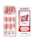 KISS imPRESS No Glue Mani Press On Nails, Design, 'Miracle', Pink, Short Size, Squoval Shape, Includes 30 Nails, Prep Pad, Instructions Sheet, 1 Manicure Stick, 1 Mini File