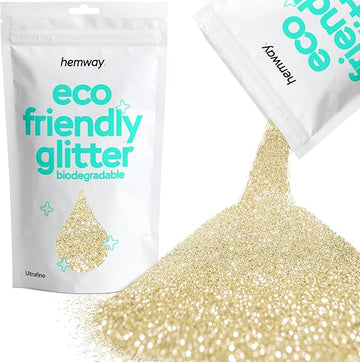 Hemway Eco Friendly Biodegradable Glitter 100g / 3.5oz Bio Cosmetic Safe Sparkle Vegan for Face, Eyeshadow, Body, Hair, Nail and Festival Makeup, Craft - 1/128" 0.008" 0.2mm - Champagne