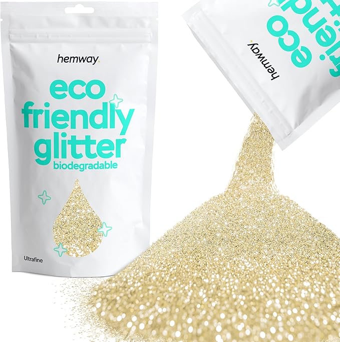 Hemway Eco Friendly Biodegradable Glitter 100g / 3.5oz Bio Cosmetic Safe Sparkle Vegan for Face, Eyeshadow, Body, Hair, Nail and Festival Makeup, Craft - 1/128" 0.008" 0.2mm - Champagne