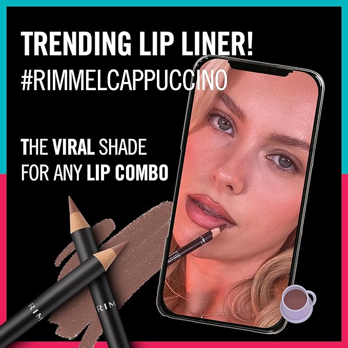 Rimmel Lasting Finish 8HR Soft Lip Liner Pencil - Vibrant, Blendable Formula to Lock Lipstick in Place for 8 Hours - 760 90's Nude, .04oz