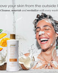 RAW SUGAR Simply Body Wash - Raw Coconut + Mango, Moisturizing & Soothing Bath & Shower Gel, Sulfate-Free, Paraben-Free & Vegan (Pack of 3)