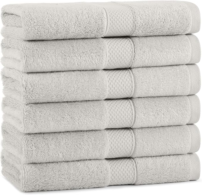 Aston & Arden Egyptian Hand Towels - Pack of 6 - Oversized Ultra Soft Thick & Absorbent, 100% Ringspun Egyptian Cotton Bathroom Towel for Spa, Hotel, 600 GSM, 16 x 30 in, Tan