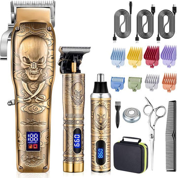 Roziapro Hair Clipper for Men Zero Gapped Nose Hair Trimmer Set Professional Barber Clippers for Haircut Cordless Beard Trimmer, Rechargeable Clippers Set for Hair Cutting (Gold)