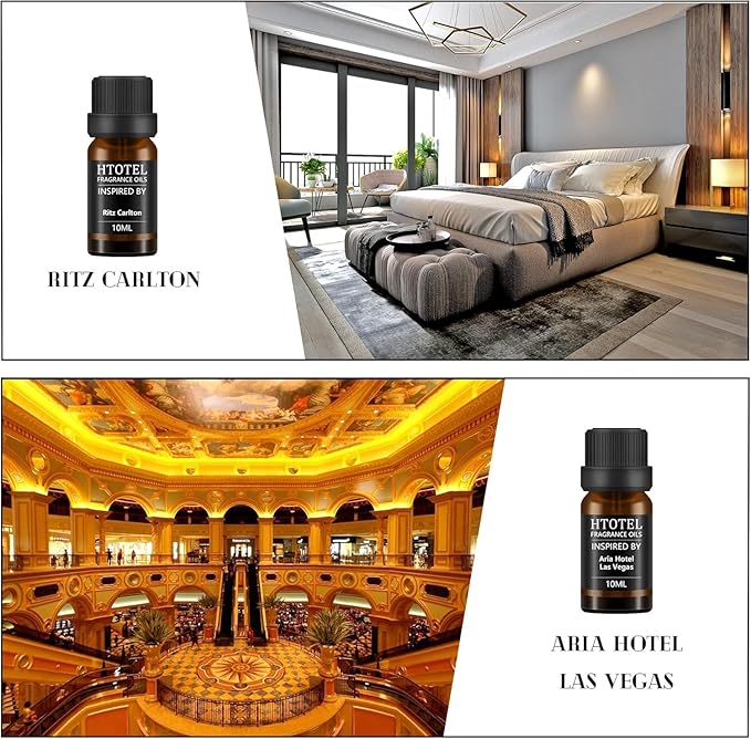 Hotel Collection Diffuser Essential Oil Gift Set,Hotel Scents for Home,Stress Relief Air Freshening,Ritz Carlton,My Way,Westin,Wynn Las Vegas,Baccarat,Four Seasons,Aria,Marriott Beach Villas