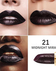 Oulac Metallic Black Lipstick for Women, High-Impact Lipcolor with Moisturizing Creamy Formula, Vegan & Cruelty-Free, Full-Coverage Matte Lipstick, Midnight Mirage (21)