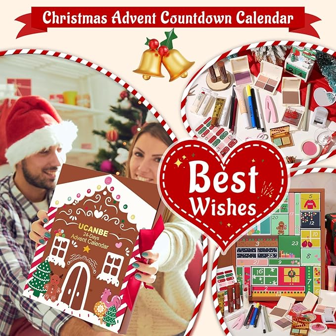 Makeup Advent Calendar 2025, 24 Days Christmas Gift Makeup Sets For Women, UCANBE 2025 Xmas Countdown Calendar Full Makeup Kits Beauty Makeup & Cosmetic For Teens, Girls Gift