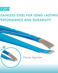 TRIM Azure Collection Slant Tip Tweezer – Precision-Ground Tips Grasp Even The Finest Hairs – Angled to Align with The Brow's Natural Arch – Calibrated Tension for More Control – Stainless Steel