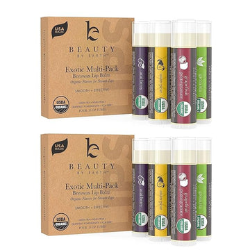 USDA Organic Lip Balm - USA Made with Natural Ingredients, 4 Pack Multi Flavor Lips Moisturizer, Moisturizing Lip Care, Beauty Gifts & Small Birthday Gifts, Moisturizer Chapstick Care for Dry Lips