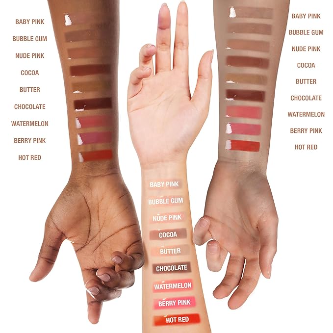 Ruby Kisses Broadway Vita-Lip Tinted Lip Gloss (3 Pack Baby Pink, Bubble Gum, Nude Pink) Ultra-Hydrating Rosehip + Jojoba Oil & Soothing Formula with Vitamins, High-Shine Non-Sticky Finish Lip Balm