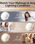 Makeup Mirror, 1X/30X Magnification with 3 Level LED Lights, 5000 mAh Rechargeable Double Sided 9” Magnifying Mirror with 360° Rotation, Perfect for Precision Grooming and Makeup, Women Gift