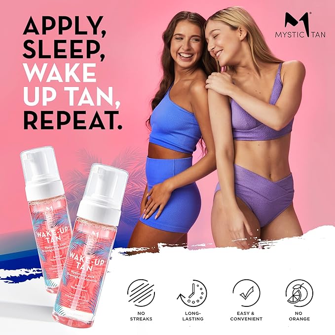 Mystic Tan Wake-Up Tan Hyaluronic Acid Overnight Moisturizer – Self-Tan Water Mousse, 5.5 fl. oz / 172 ml