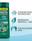 Garnier Hair Care Fructis Grow Strong Cooling Deep Clean Shampoo for Men for Invigorated Hair, 12.5 Fl Oz