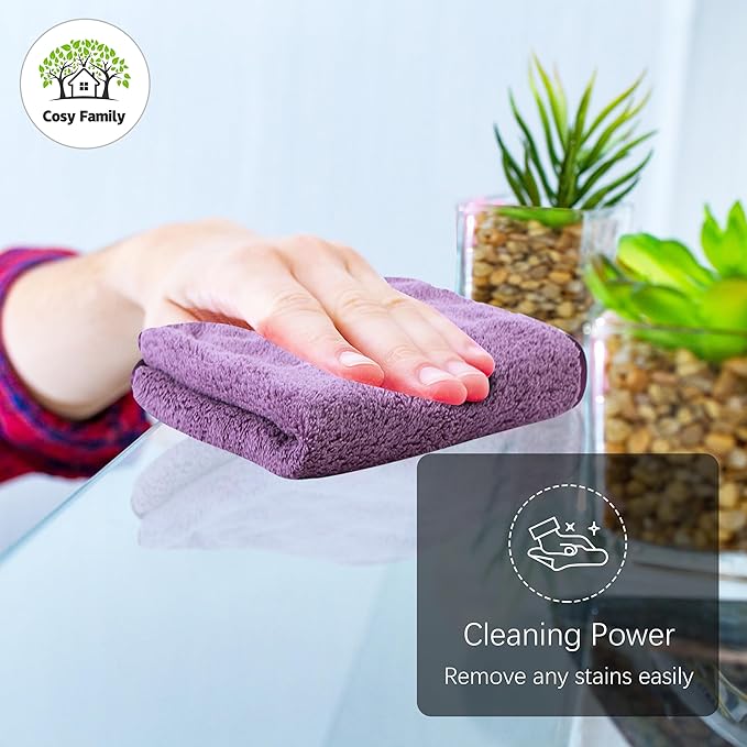 Cosy Family 24 Pack Soft Washcloths Set - 12 x 12 inches, Quick Drying - Highly Absorbent Coral Velvet Fingertip Towel Bathroom Wash Clothes for Bath, Spa, Facial, Kitchen - Dark Color