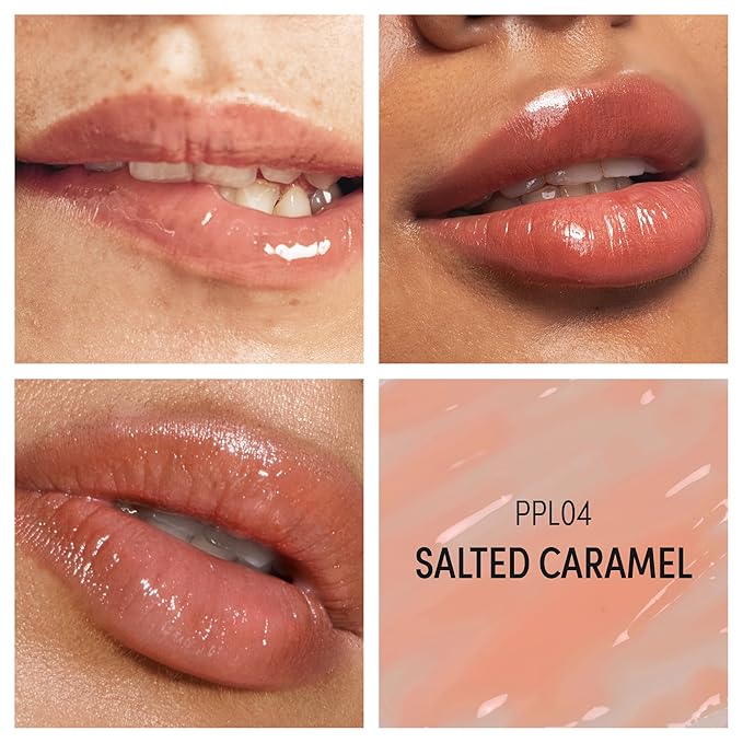 KISS NEW YORK Peptide Lip Treatment, Hydrating & Non-Sticky Tinted Plumping Balm, Shea Butter, Castor Oil & Squalane Reduces Look of Fine Lines, Fuller Lips with Cooling Metal Tip (Salted Caramel)