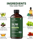Botanic Hearth 100% Pure Tea Tree Oil For Hair Growth | Infused with Jojoba & Grapeseed Oils | Hair Oil Repairs Dry Damaged Hair, Strengthening, Healthier - Hair Tonic, 2.0 fl oz