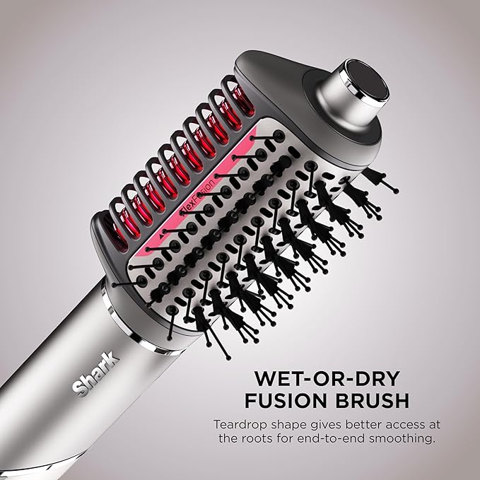 Shark FlexFusion Hair Dryer with Fusion Hair Brush, Ceramic Air Styler with Auto-Wrap Hair Curlers & Concentrator, Ceramic Plates, Metallic Mist HD641