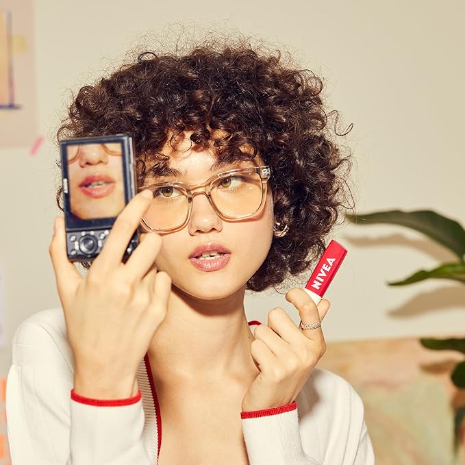 NIVEA Cherry Lip Care, Tinted Lip Balm with Shea Butter, Nourishing Oils and Vitamin C & E, 3-in-1 Moisture, Repair (for Dry Lips) and Color, 0.17 Oz Stick (Pack of 6)