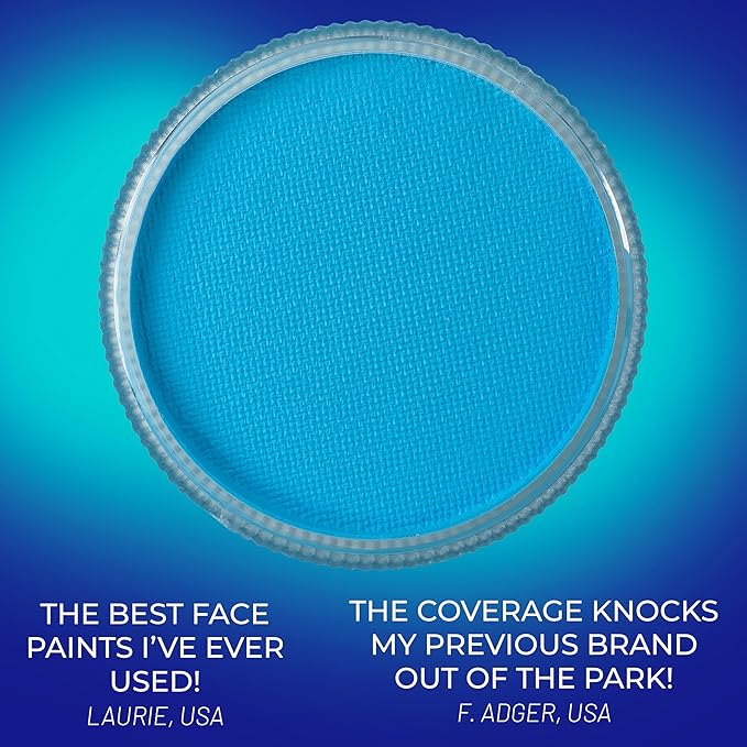 Blue Squid Face Paint Water Based Single Cake Professional Face & Body Paint - Water Activated, Kids Adults Face Painting for Costume, Halloween Makeup, Cosplay - UV Pastel Blue Face Paint 30g