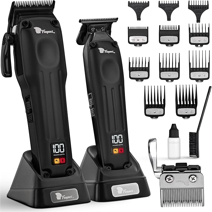 Fagaci Professional Hair Clippers for Men with Superior Precision, Brushless Motor Barber Clippers and Trimmers Set, 5X Longer Sharpness Hair Cutting Kit, Mens Haircut Cordless Clipper for Barber