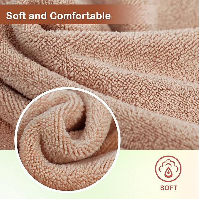 Nugilla Makeup Remover Cloth 12 x 12 Inch, Reusable Makeup Remover Towels for Washing Face, 6 Pack Washable Microfiber Face Cloth Fast Drying Washcloth, Brown
