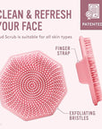 Sud Scrub® Antimicrobial Silicone Face Scrubber, 1 Pack, Gentle Face Exfoliator for Sensitive Skin, Eco Friendly Facial Cleansing Brush, Exfoliating Face Brush for Men and Women (Pink)